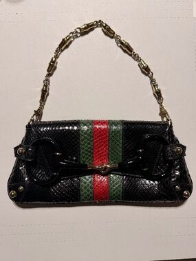 Gucci Python Horsebit Chain Clutch (Vintage)